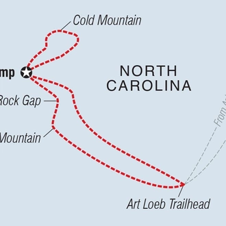 tourhub | Intrepid Travel | Hiking and Backpacking North Carolina's Appalachian Mountains | Tour Map