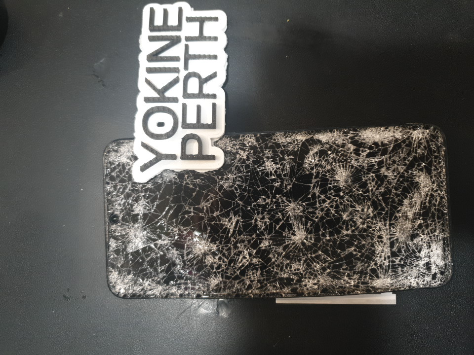 Huawei P30 Lite with a severely cracked screen. Repair included screen replacement, resolving the display issue. Repair location: Yokine, Perth.