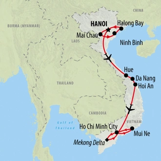 tourhub | On The Go Tours | Vietnam Encompassed - 16 days | Tour Map