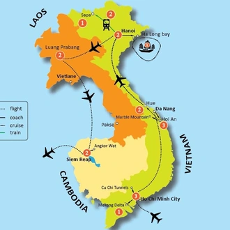 tourhub | Tweet World Travel | Laos, Vietnam And Cambodia Tour: Essenence Of Indochina Tour | Tour Map