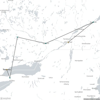 tourhub | Omega Tours | Eastern Explorer Mini Tour: Toronto Departure - 2025 | Tour Map