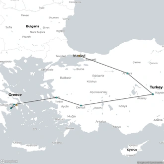 tourhub | ESKAPAS | Flavours of Turkey and Greece -III- | Tour Map