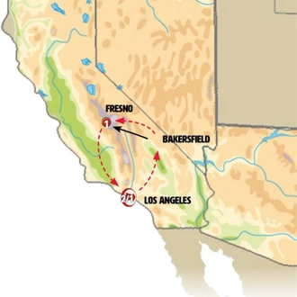 tourhub | Europamundo | Los Angeles, Yosemite, and Giant Sequoia | Tour Map