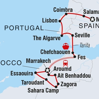 tourhub | Intrepid Travel | Spain, Portugal & Morocco | Tour Map