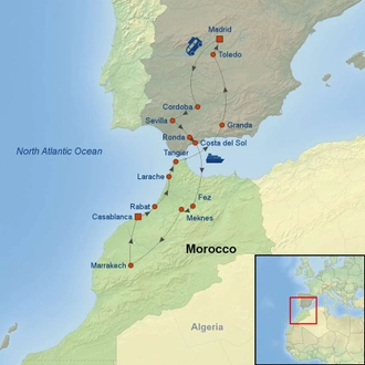 tourhub | Indus Travels | Marvels Of Spain And Morocco | Tour Map