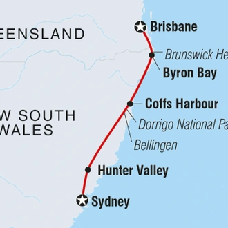 tourhub | Intrepid Travel | Sydney to Brisbane Adventure | Tour Map