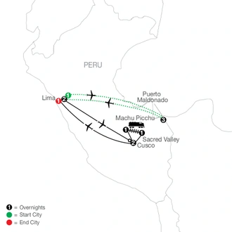 tourhub | Globus | Peru Splendors with Peru's Amazon | Tour Map