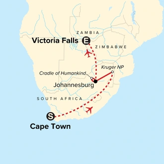 tourhub | G Adventures | Southern Africa Family Journey: In Search of the Big Five | Tour Map