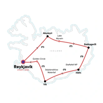 tourhub | G Adventures | Best of Iceland | Tour Map