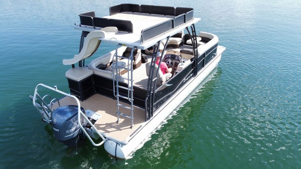 26ft Premier Sunsation Double Decker Tritoon Boat with Slide on Lake Austin (Up to 14 Passengers) image 3