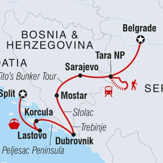 tourhub | Intrepid Travel | Premium Split to Belgrade | Tour Map