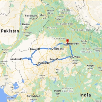 tourhub | Panda Experiences | Glorious Rajasthan | Tour Map