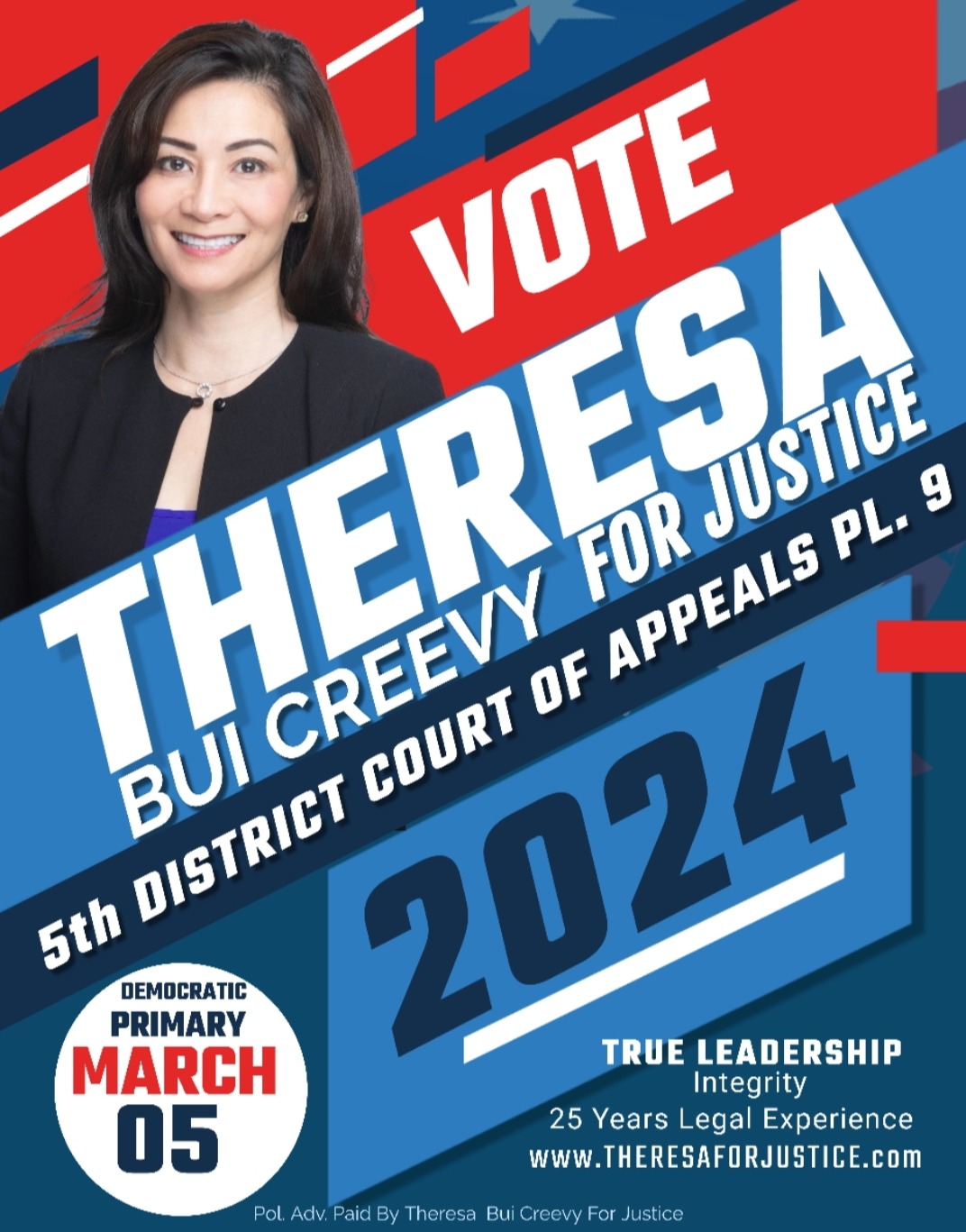 Theresa Bui Creevy for Justice Campaign logo