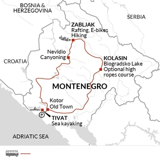 tourhub | Explore! | Family Montenegro Multi-Activity Adventure | Tour Map