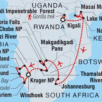 tourhub | Intrepid Travel | Premium Eastern and Southern Africa | Tour Map