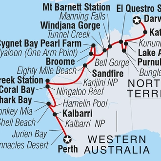 tourhub | Intrepid Travel | Perth to Darwin Overland | Tour Map