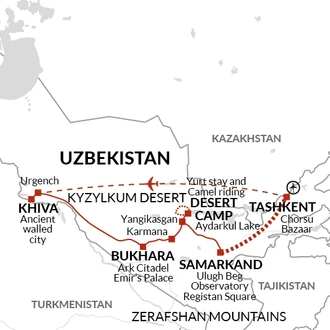 tourhub | Explore! | The Silk Road of Uzbekistan | Tour Map