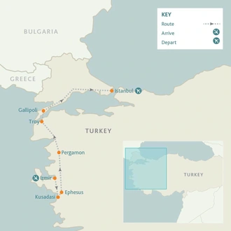 tourhub | Riviera Travel | Istanbul, Ephesus and Troy | Tour Map