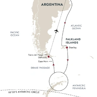 tourhub | HX Hurtigruten Expeditions | Antarctica and Falklands Expedition | Southbound | Tour Map