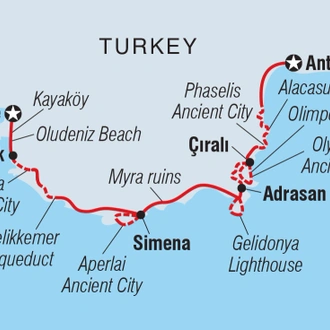 tourhub | Intrepid Travel | Walk the highlights of the Lycian Way | Tour Map