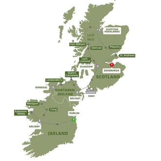 tourhub | Trafalgar | Highlights of Ireland and Scotland | Tour Map