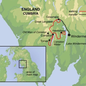 tourhub | Exodus | Literary Walking in the Lake District | Tour Map