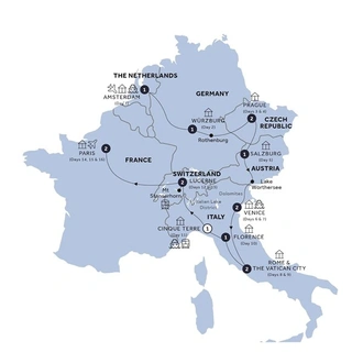 tourhub | Insight Vacations | European Discovery - Start Amsterdam, End Paris, Small Group | Tour Map