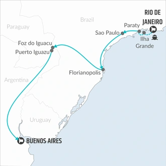 tourhub | Bamba Travel | Rio de Janeiro to Buenos Aires (via Florianopolis & Iguazu) Travel Pass | Tour Map