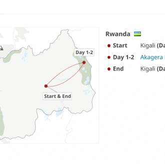 tourhub | 1000 Hills Safaris | 2-Day Akagera Day & Night Game Drive&Boat Ride Adventure | Tour Map