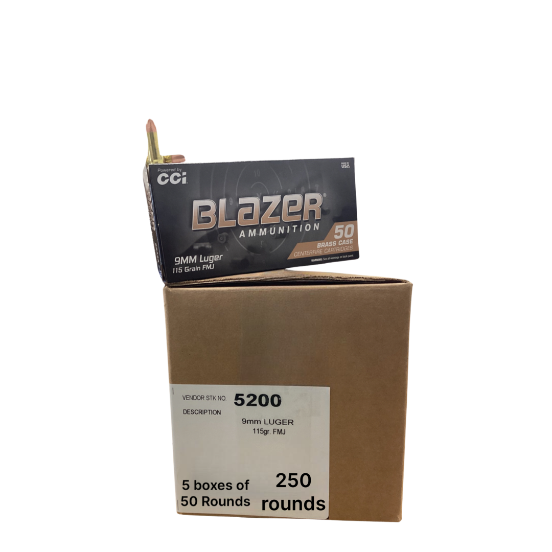 Blazer Brass 9mm Luger 115 Grain Handgun Ammo