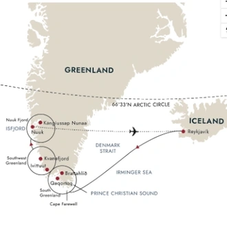 tourhub | HX Hurtigruten Expeditions | Discovering Greenland – From Reykjavík to Nuuk | Tour Map