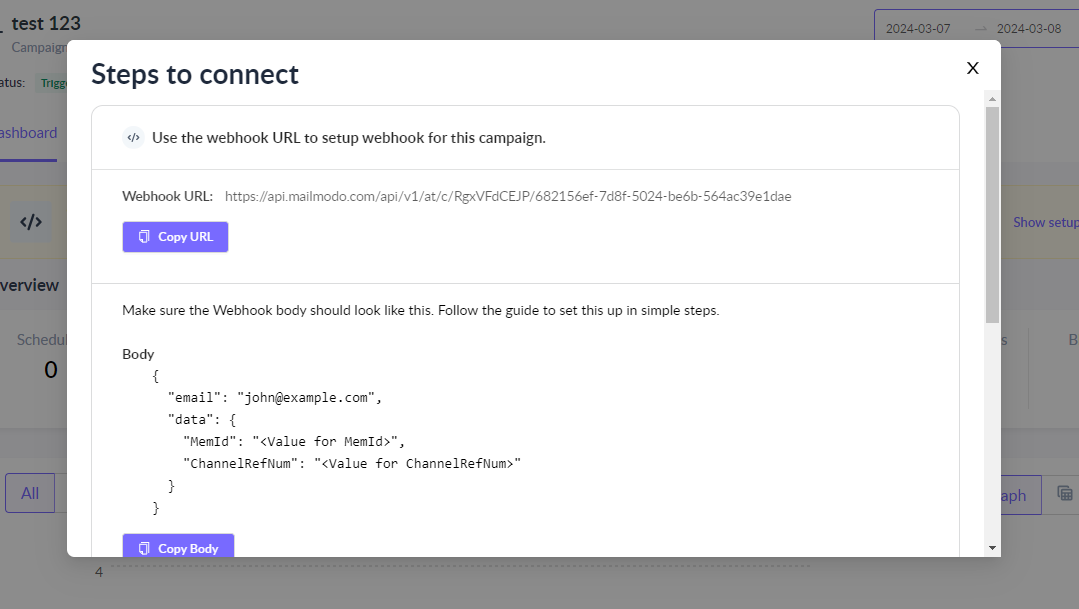 Trigger campaigns through Pipedream in Mailmodo (by using Webhook)