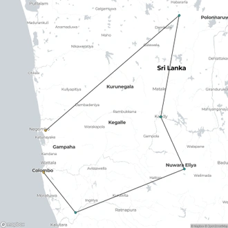 tourhub | Aitken Spence Travels | Sri Lanka Roundtrip, Private Tour (On Request) | Tour Map