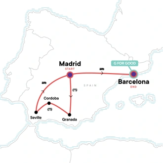 tourhub | G Adventures | Best of Southern Spain | Tour Map