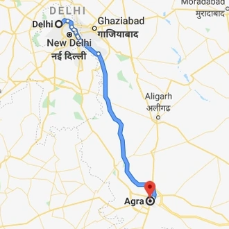 tourhub | ITS Holidays | Taj Mahal OverNight Tour From Delhi | Tour Map