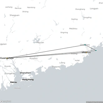 tourhub | Silk Road Trips | PRI 2-Day Tour to Chaozhou & Shantou by Fast Train from Guangzhou | Tour Map