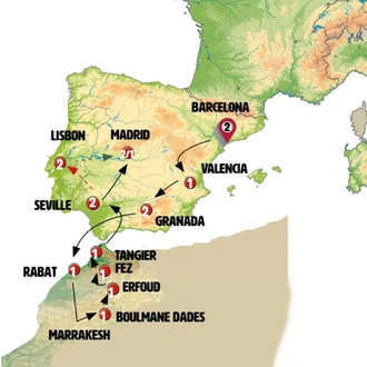 tourhub | Europamundo | Spain, Morocco and Portugal | Tour Map