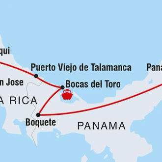 tourhub | Intrepid Travel | Costa Rica & Panama Discovery | Tour Map