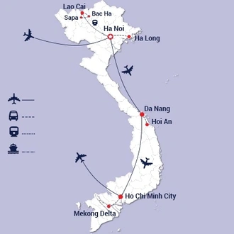 tourhub | Miracle Asia Travel | Post card of Vietnam 14 Days | Tour Map