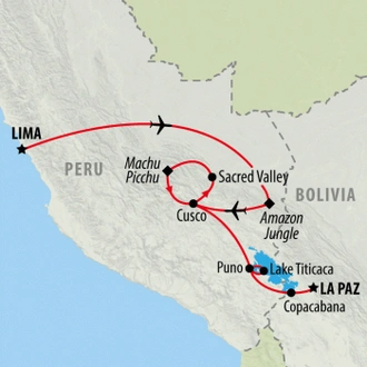 tourhub | On The Go Tours | Lima to La Paz 2025 - 14 days | Tour Map