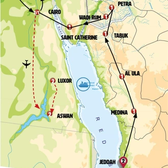 tourhub | Europamundo | Arabia, Jordan and Secrets of the Nile | Tour Map