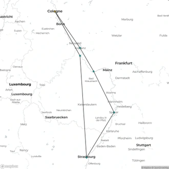 tourhub | Riviera Travel | Christmas on the Rhine - MS Oscar Wilde | Tour Map