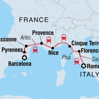 tourhub | Intrepid Travel | Barcelona to Rome | Tour Map