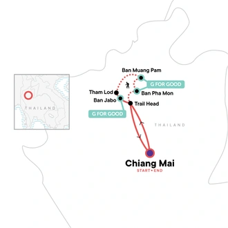 tourhub | G Adventures | Northern Thailand Hilltribes Trek | Tour Map