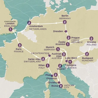 tourhub | Topdeck | Play & Pause: Great European (Winter) 2024-25 | Tour Map