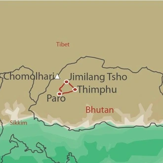 tourhub | World Expeditions | Bhutan Thimphu Festival & Trek | Tour Map