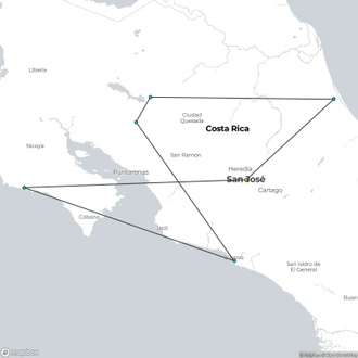 tourhub | Destination Services Costa Rica | Supersaver | Costa Rica Essentials Plus & Manuel Antonio Extension, 10 Days  | Tour Map