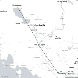 tourhub | CroisiEurope Cruises | From Siem Reap to the Mekong Delta (port-to-port cruise) | Tour Map