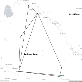 tourhub | Crooked Compass | The Whimsical Turkmen Trail | Tour Map