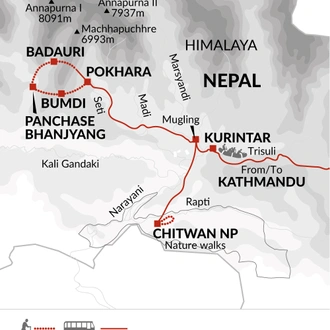 tourhub | Explore! | Annapurna Panorama | Tour Map